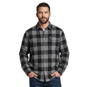 Eddie Bauer Black and Gray Plaid Men's Shirt